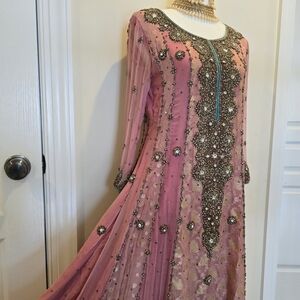 Luxury Hand Embellished Anarkali Formal Dress, Choridar with Dupatta [ XS/S]